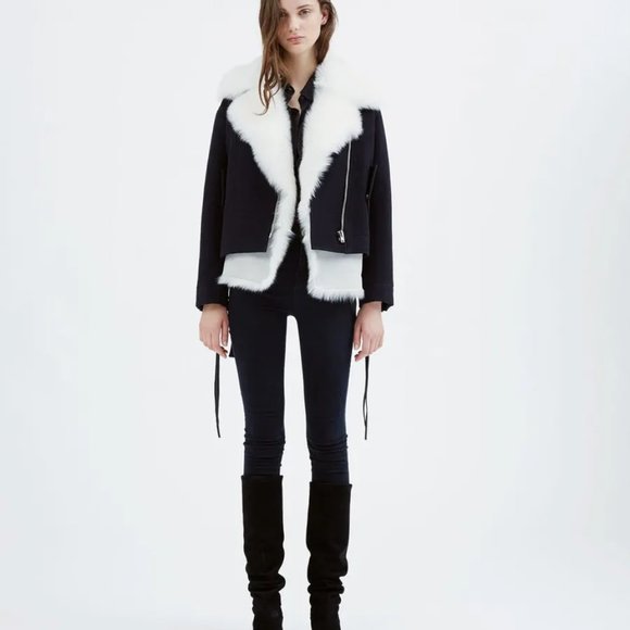 🌟NEW IRO 2-in-1 Jacket w/ 100% Lamb Shearling Vest. Black on black - Picture 9 of 15